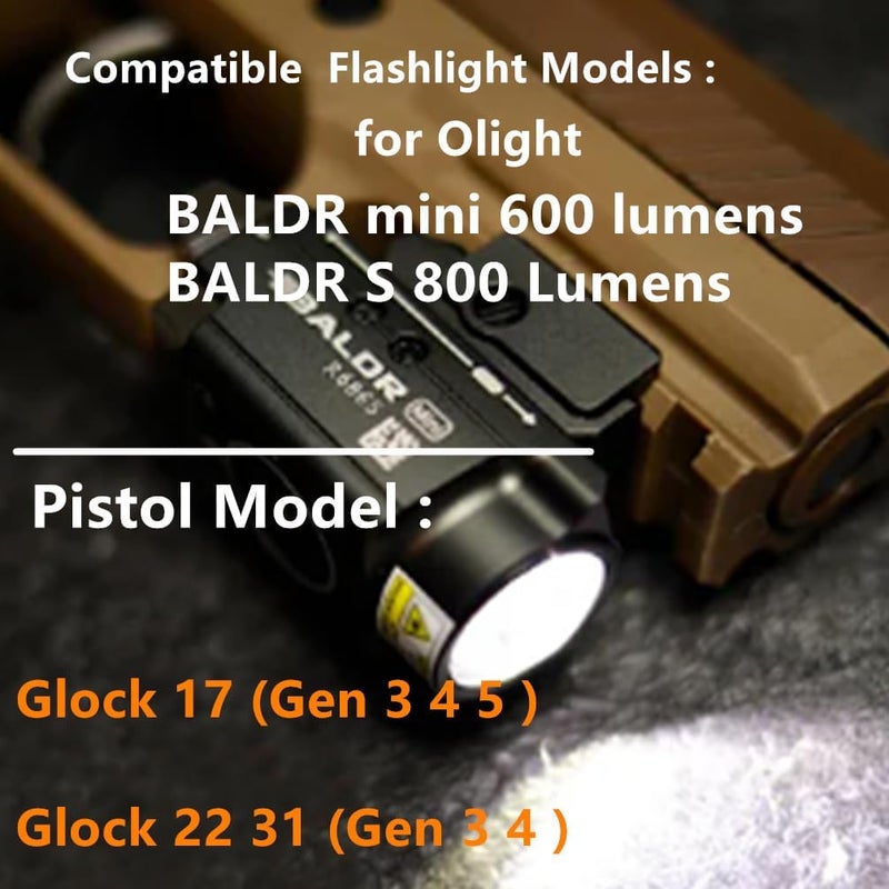Freyr Kydex IWB Holster for Glock 17, 19, 45, Taurus G2C, G3C, G3, w/Olight Baldr S, Baldr Mini Tactical Flashlight, Concealed Carry - Image 4